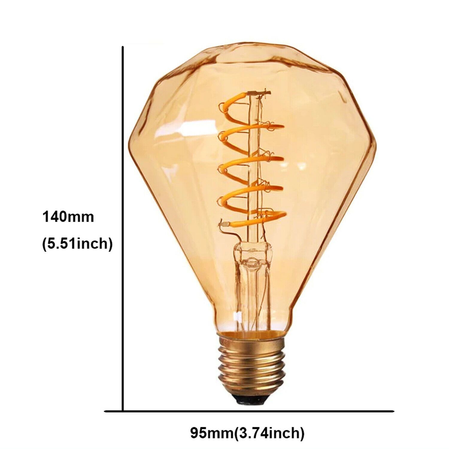LED Soft Light Diamond E27 4W Filament Glass bulb with warm white light, showcasing a unique heart-shaped filament design.